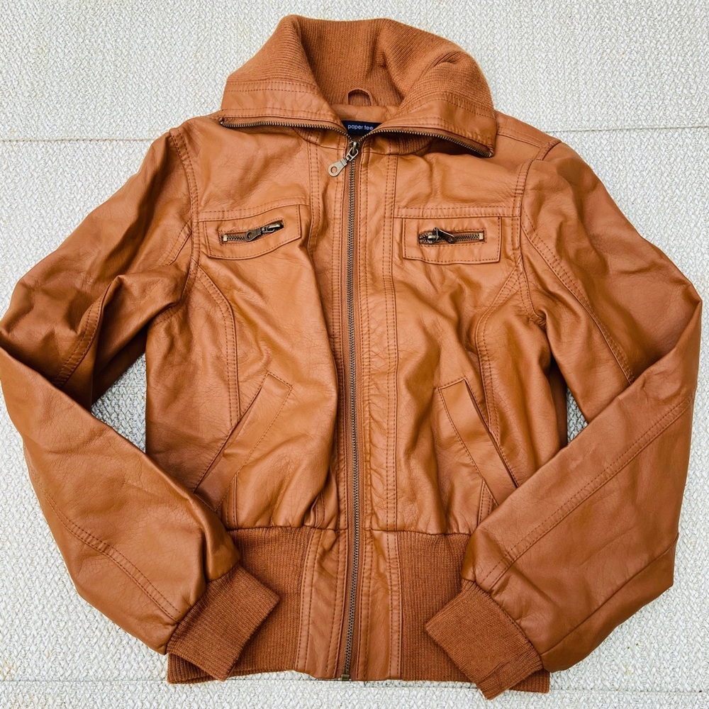 Faux leather motorcycle jacket